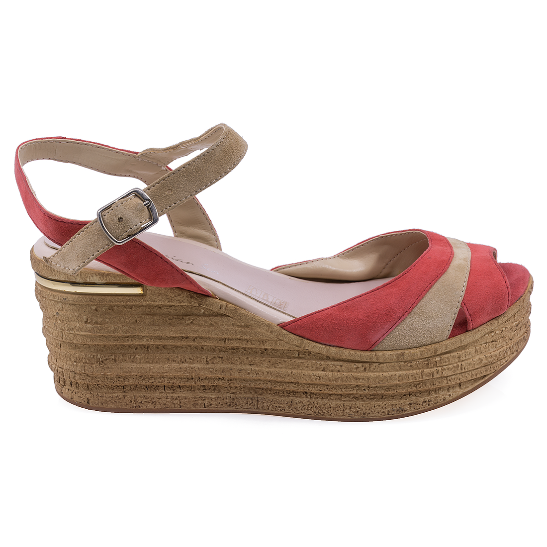 Sandale Dama, Caspian, CAS, 30/1, Casual, Piele naturala intoarsa, Corai/bej