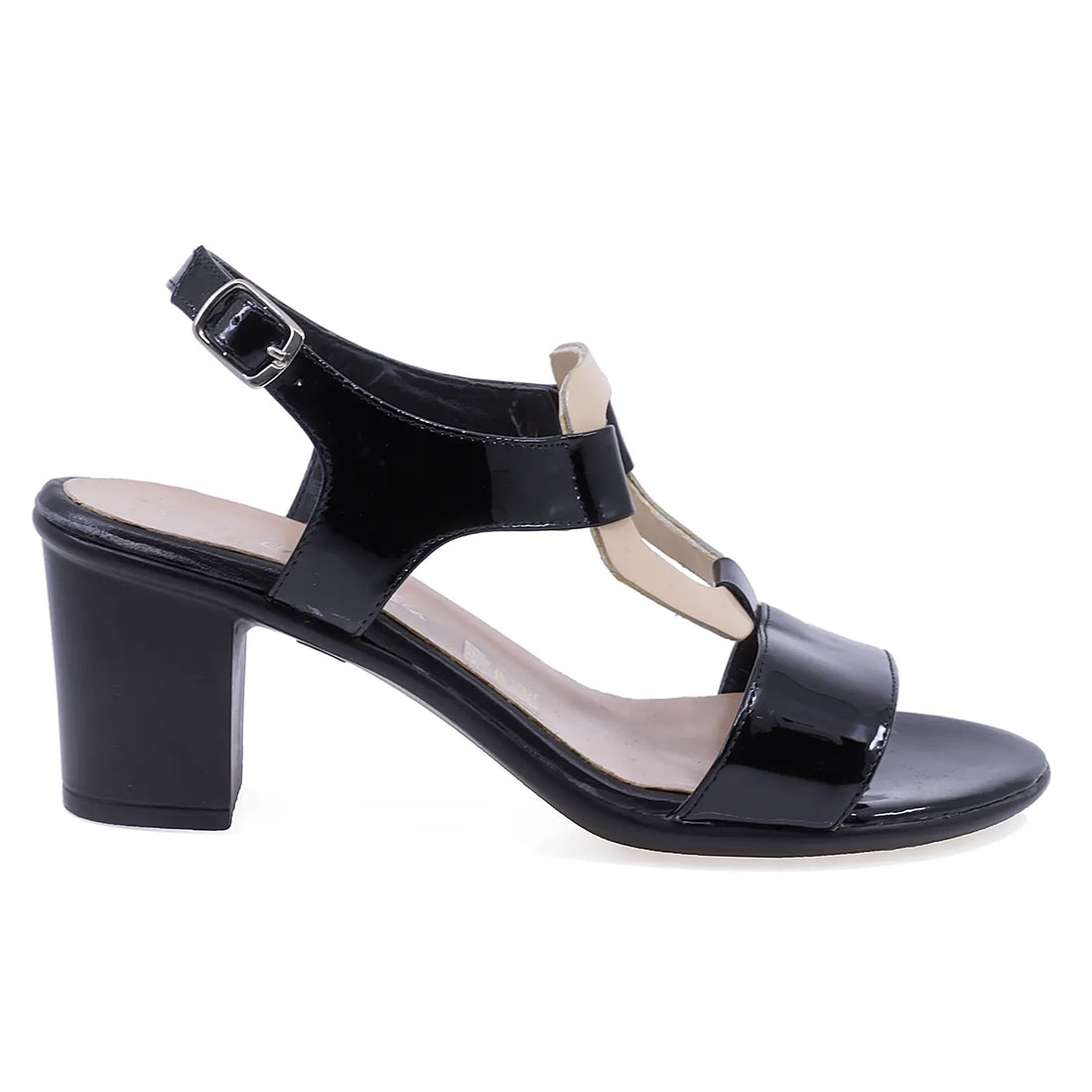 Sandale dama casual Caspian piele naturala lacuita Alma negru/bej