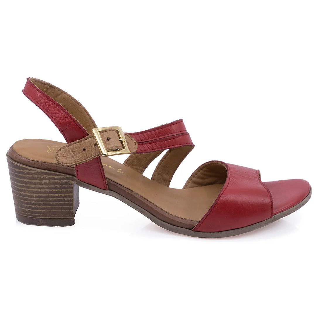 Sandale Dama, Caspian, CAS, 55, Casual, Piele naturala, Rosu