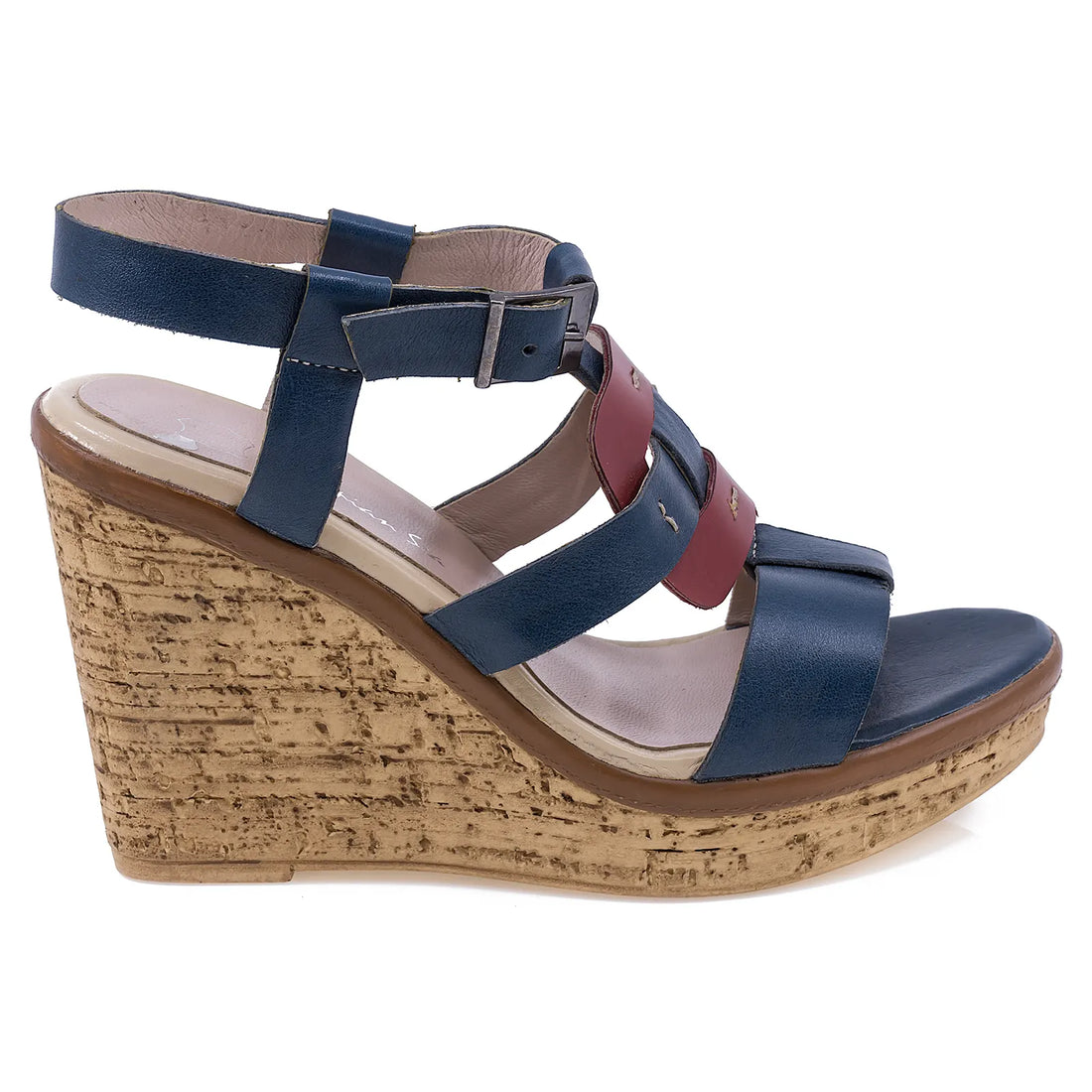 Sandale Dama, Caspian, CAS, Aniele, Casual, Piele naturala, Bleumarin/bordo