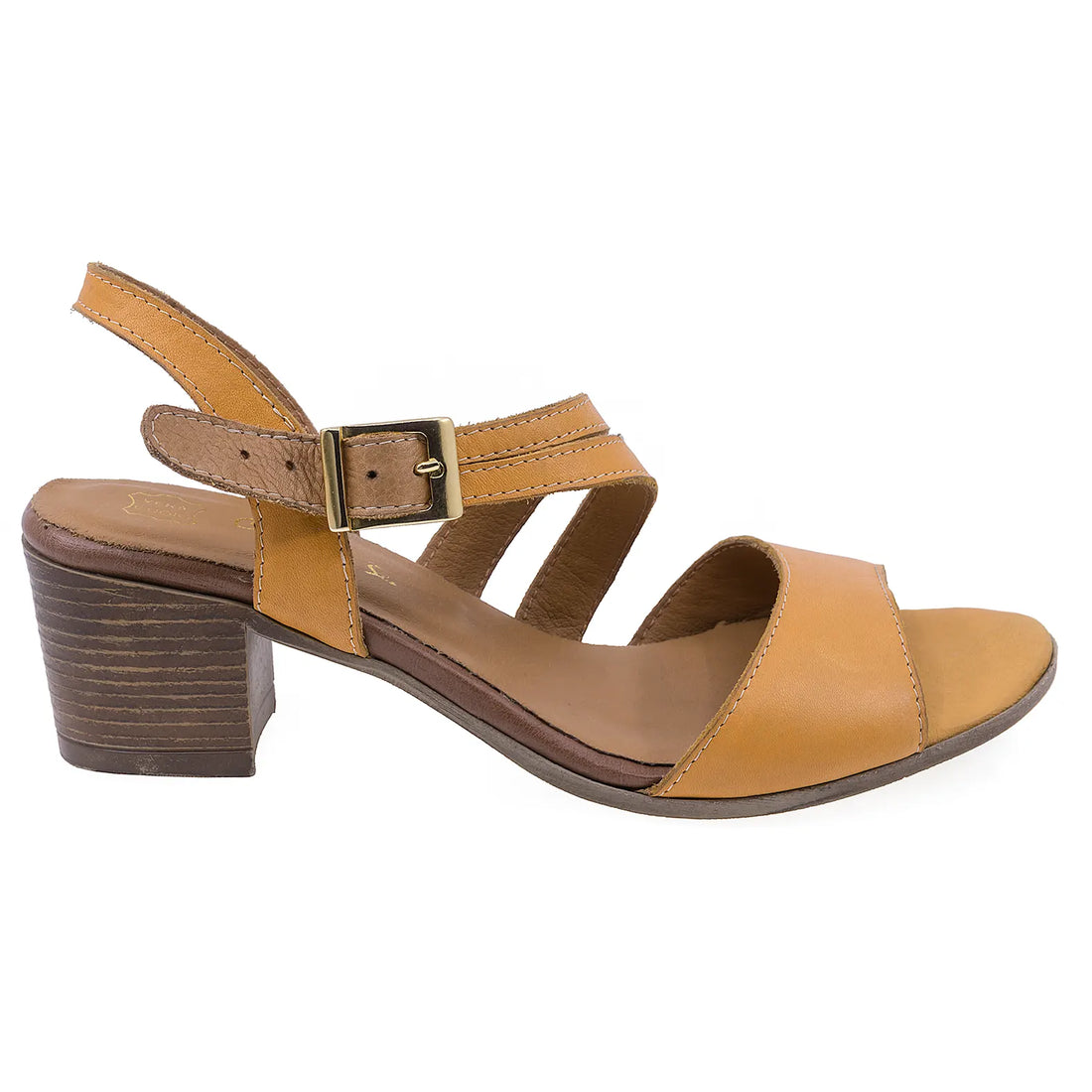 Sandale dama, Caspian, Cas-55, Casual, Piele Naturala, Mustar