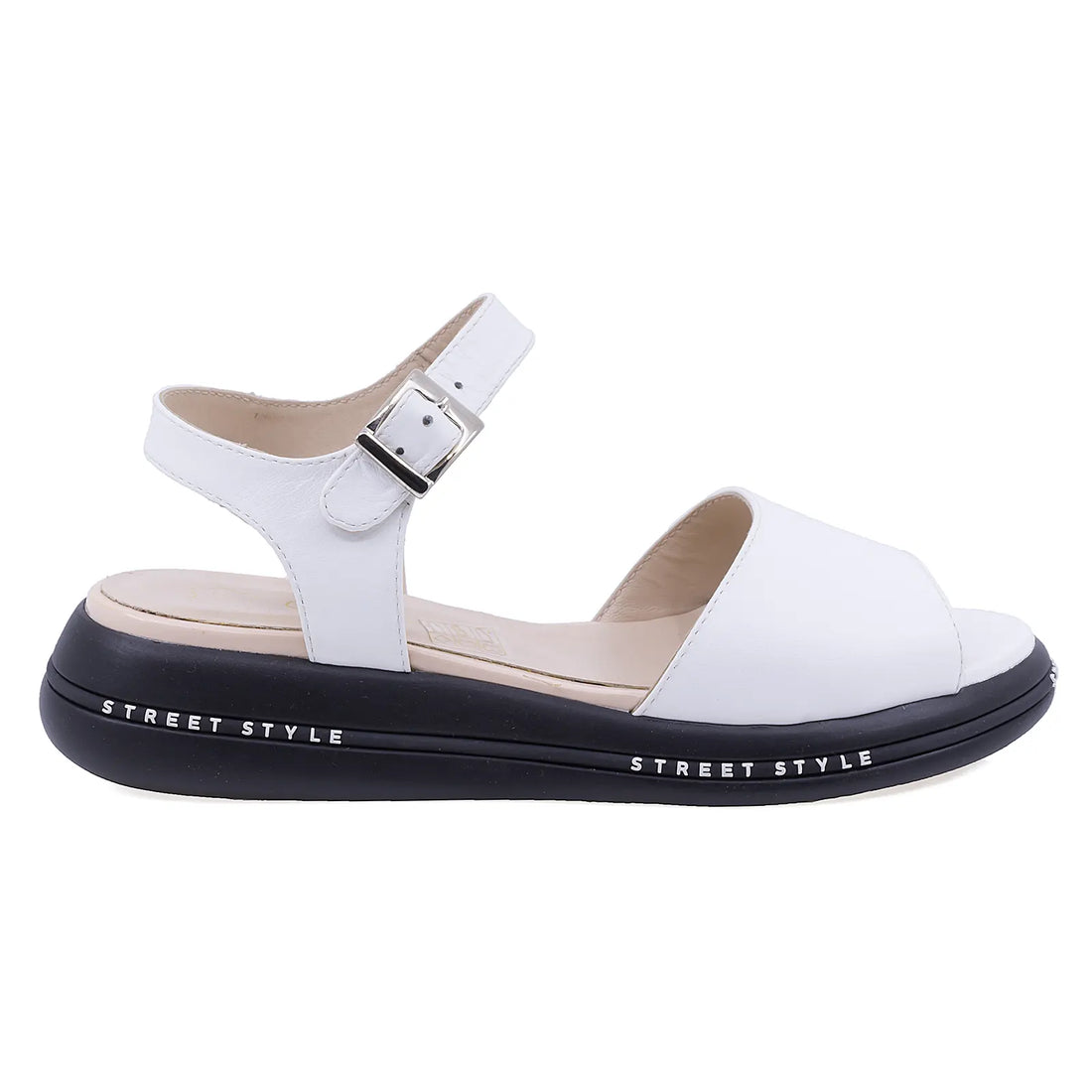 Sandale Dama, Caspian, CAS, Panda, Casual, Piele naturala, Alb