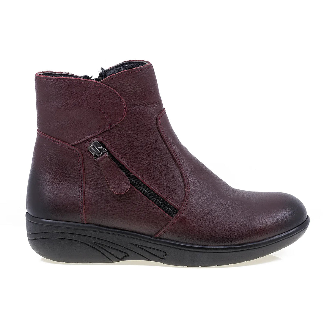 Ghete dama, Caspian, Cas-2717, casual, piele naturala, bordo