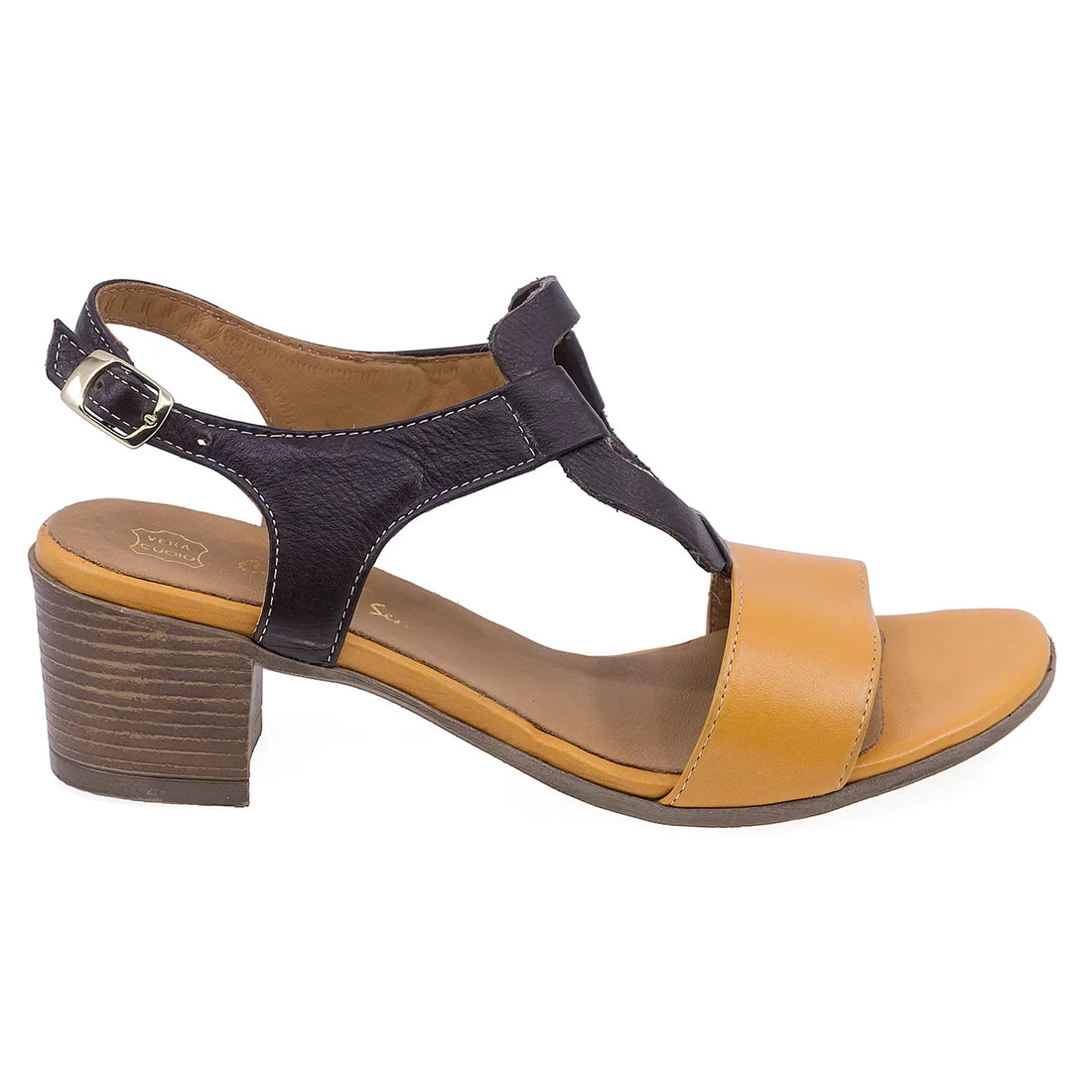 Sandale dama, Caspian, Cas, 56, Casual, Piele Naturala, Maro/galben