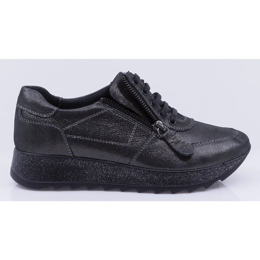 Pantofi dama casual piele naturala Caspian 1301/1  negru sidef