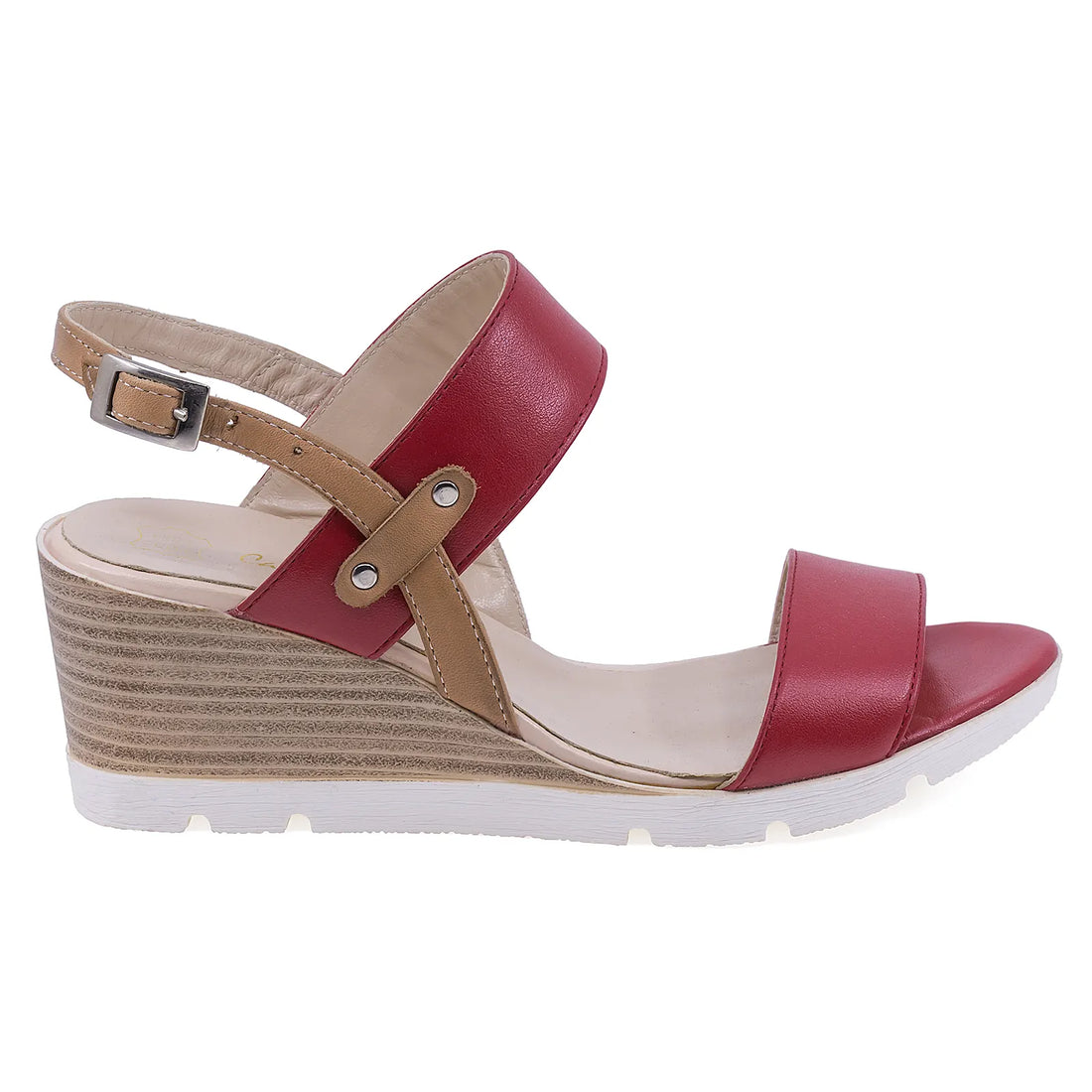 Sandale Dama, Caspian, CAS, 13, Casual, Piele naturala, Rosu/Taba