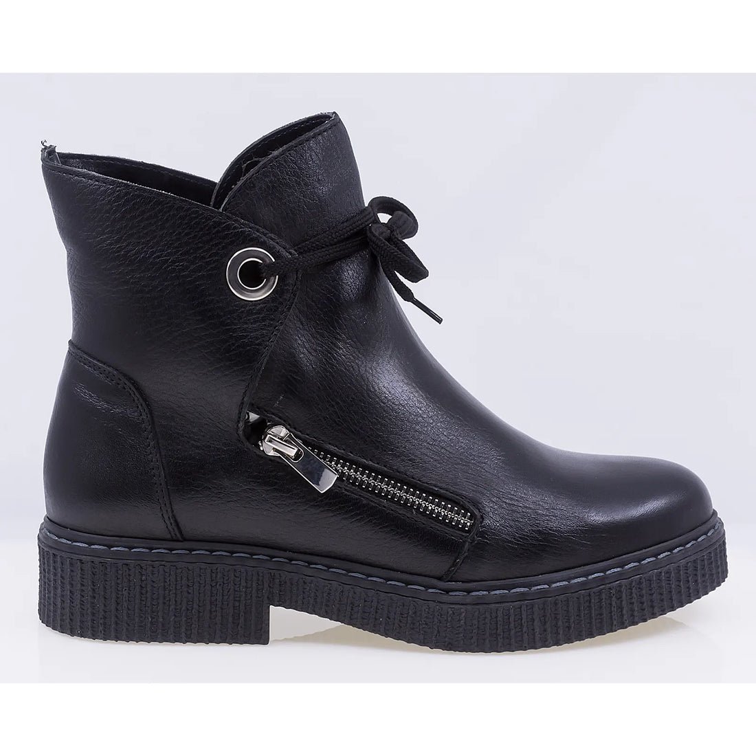 Ghete dama casual piele naturala Caspian Tina negru