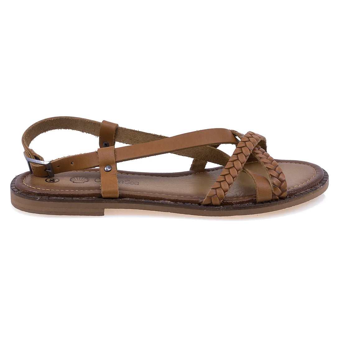 Sandale dama, Caspian, Cas-307, Casual, pPele naturala, Taba