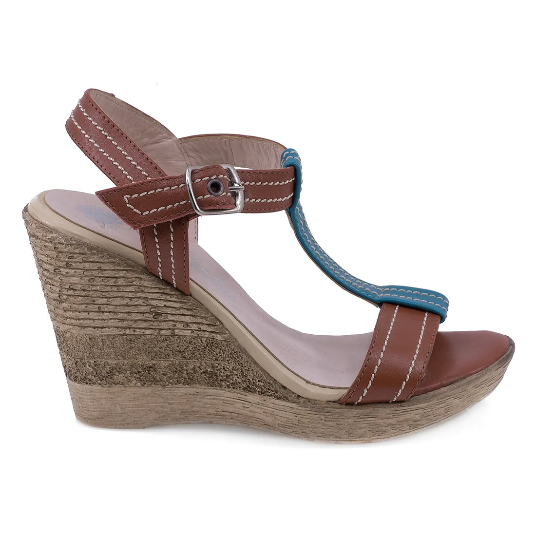 Sandale Dama, Caspian, CAS, 16, Casual, Piele naturala, Maro/turcoaz