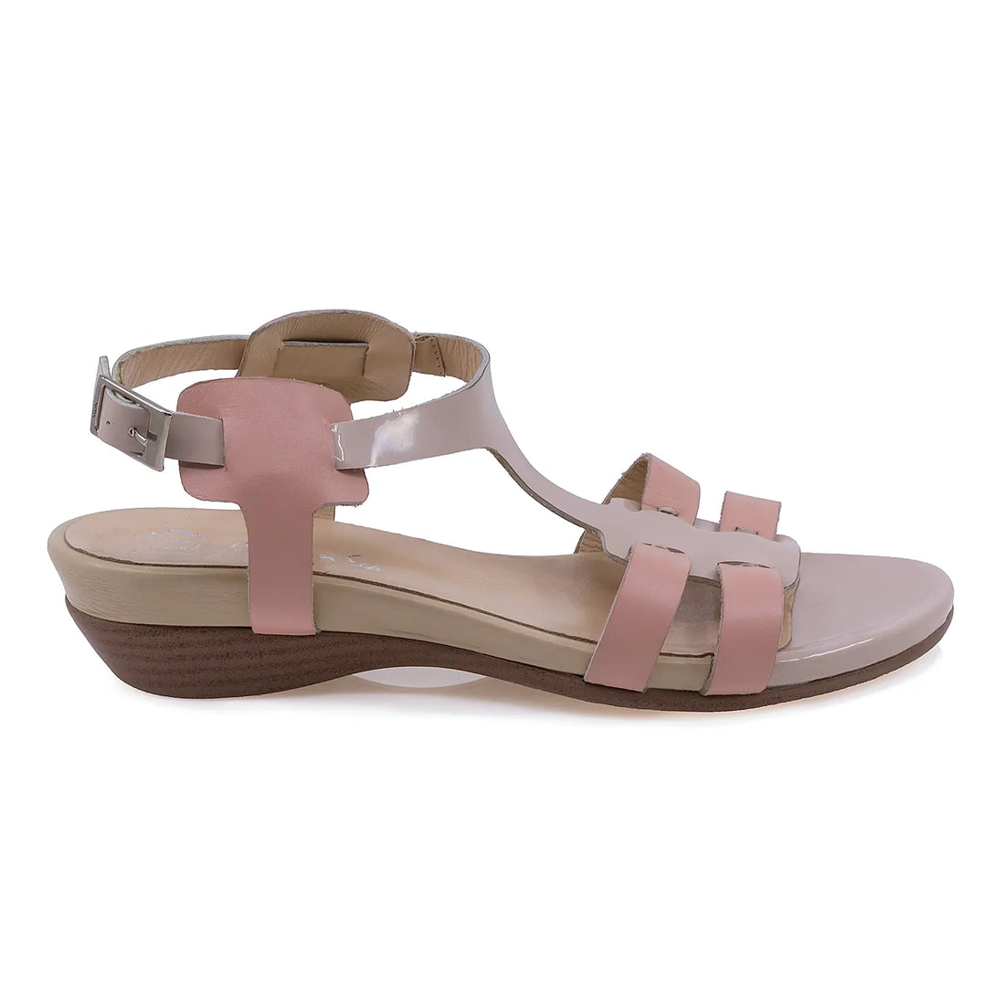 Sandale Dama, Caspian, CAS, 40, Casual, Piele naturala lacuita, Nud/pudra