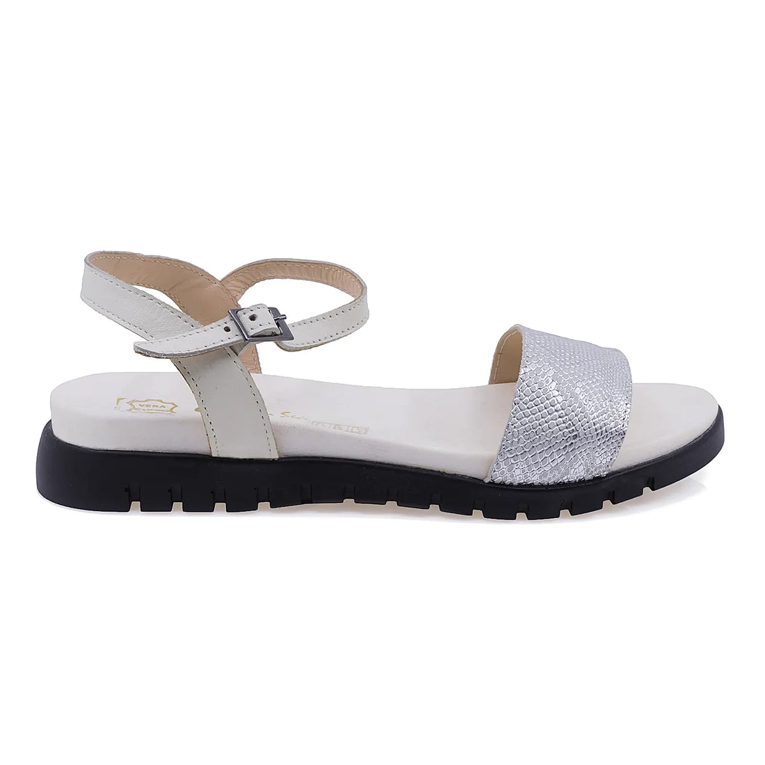 Sandale Dama, Caspian, CAS, 39, Casual, Piele naturala, Argintiu