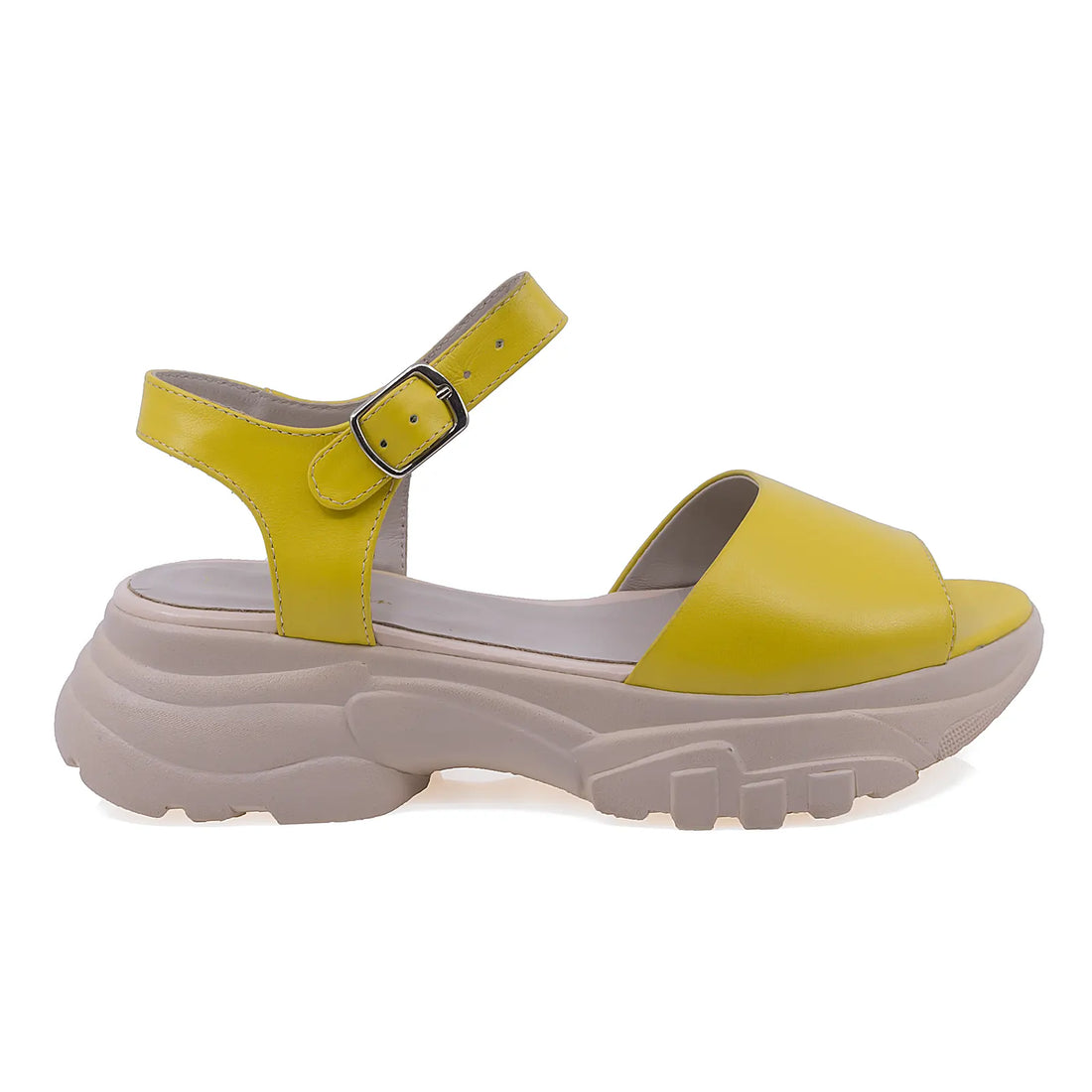 Sandale Dama, Caspian, CAS, Panda/1, Casual, Piele naturala, Galben