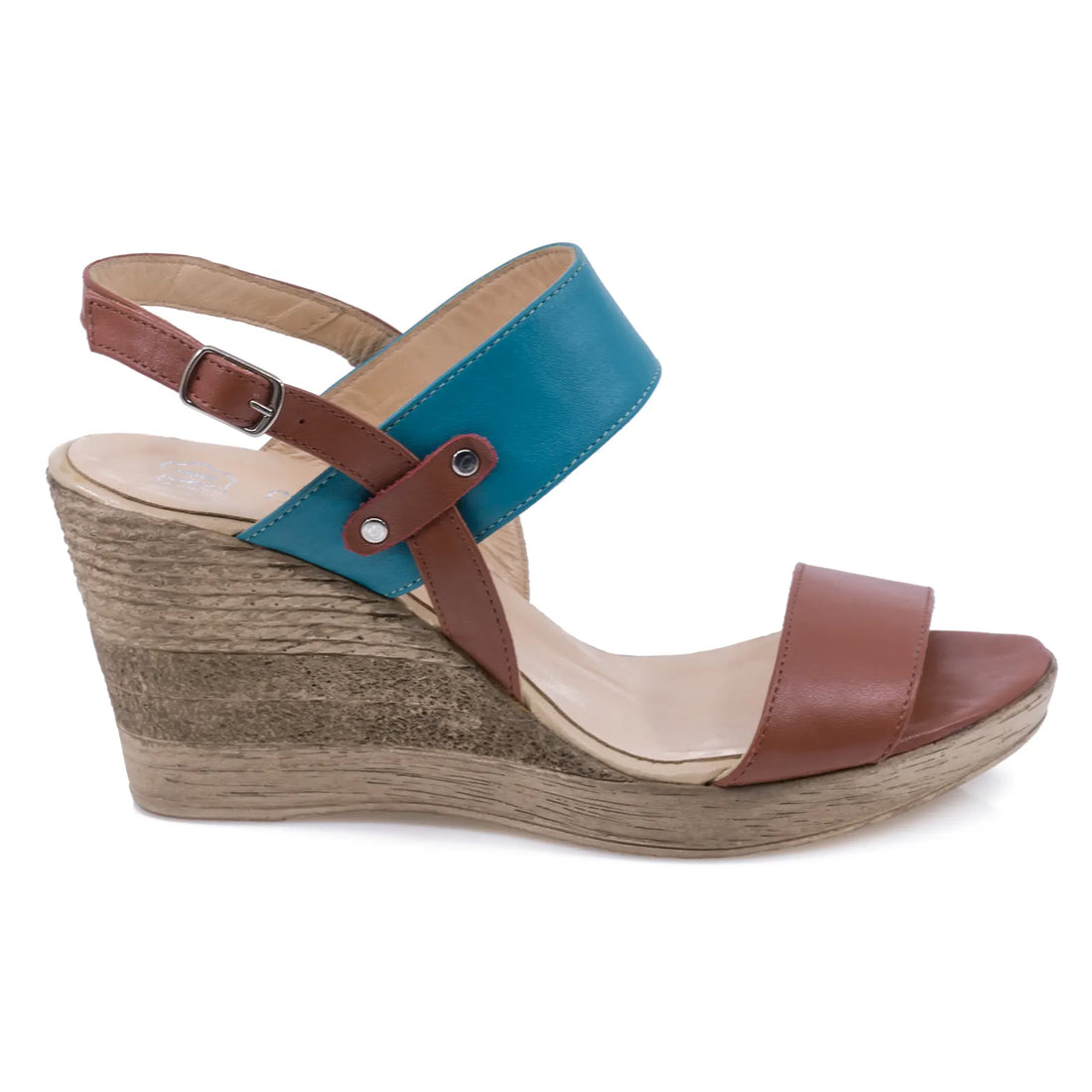 Sandale Dama, Caspian, CAS, 13, Casual, Piele naturala, Maro/Turcoaz