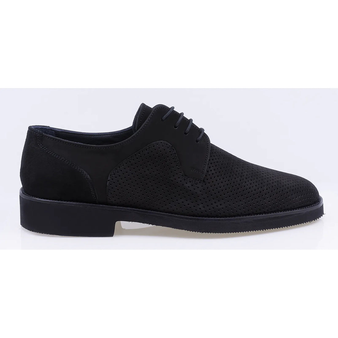 Pantofi barbati casual perforati piele naturala nabuc 777 negru