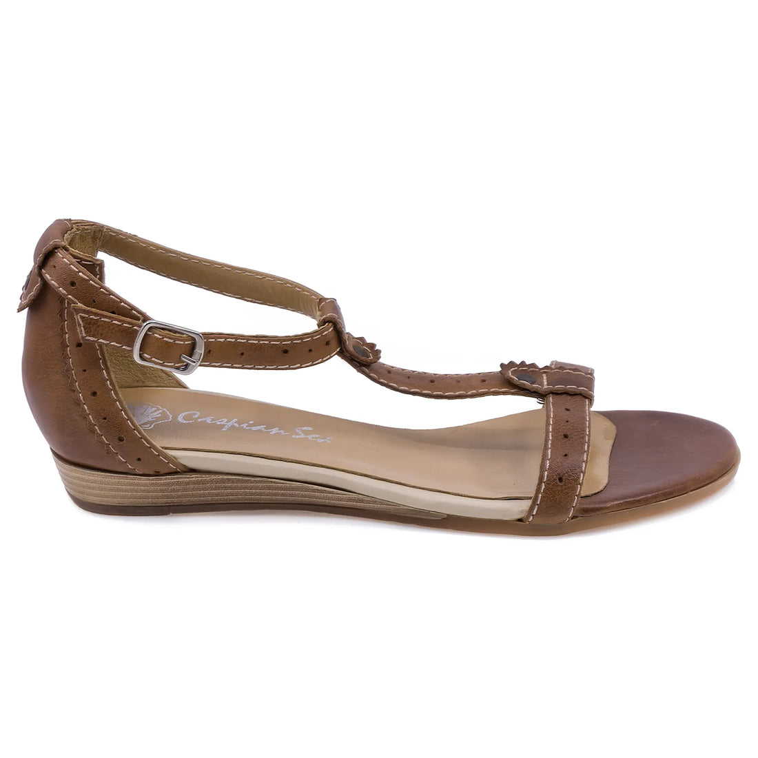 Sandale Dama, Caspian, CAS, Gala, Casual, Piele naturala, Maro