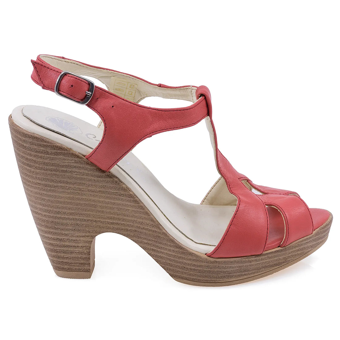 Sandale Dama, Caspian, CAS, 5, Casual, Piele naturala, Corai