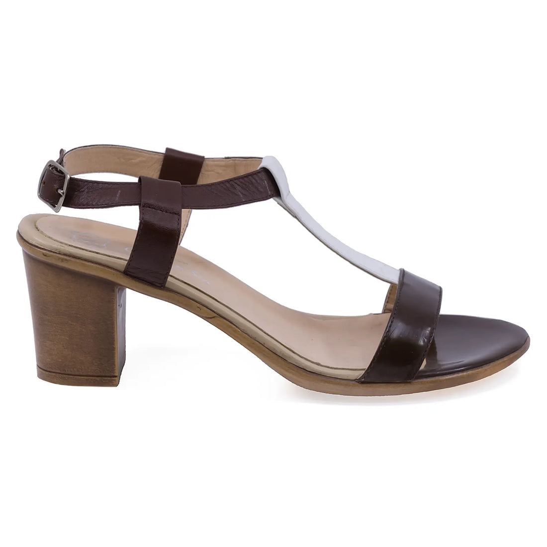 Sandale Dama, Caspian, Cas-Flora, Casual, Piele naturala, Maro/alb