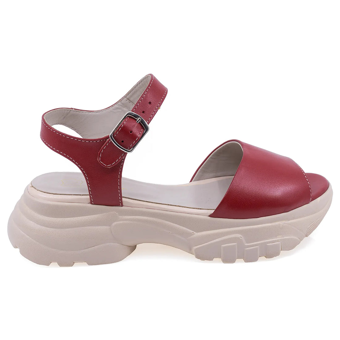 Sandale Dama, Caspian, CAS, Panda/1, Casual, Piele naturala, Rosu