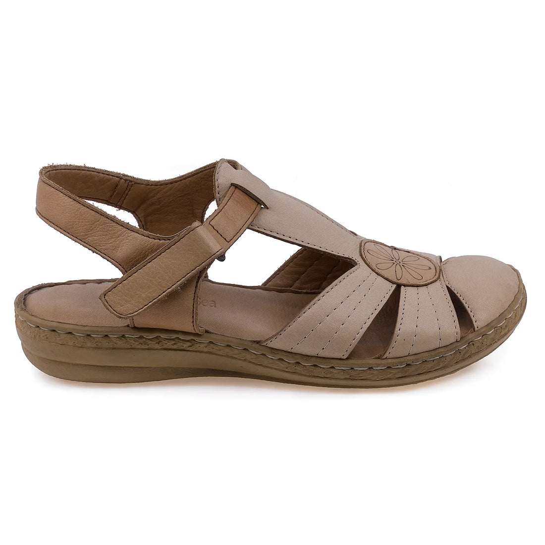 Sandale dama, Caspian, Cas-202-1, Casual, Piele naturala, Bej/taba