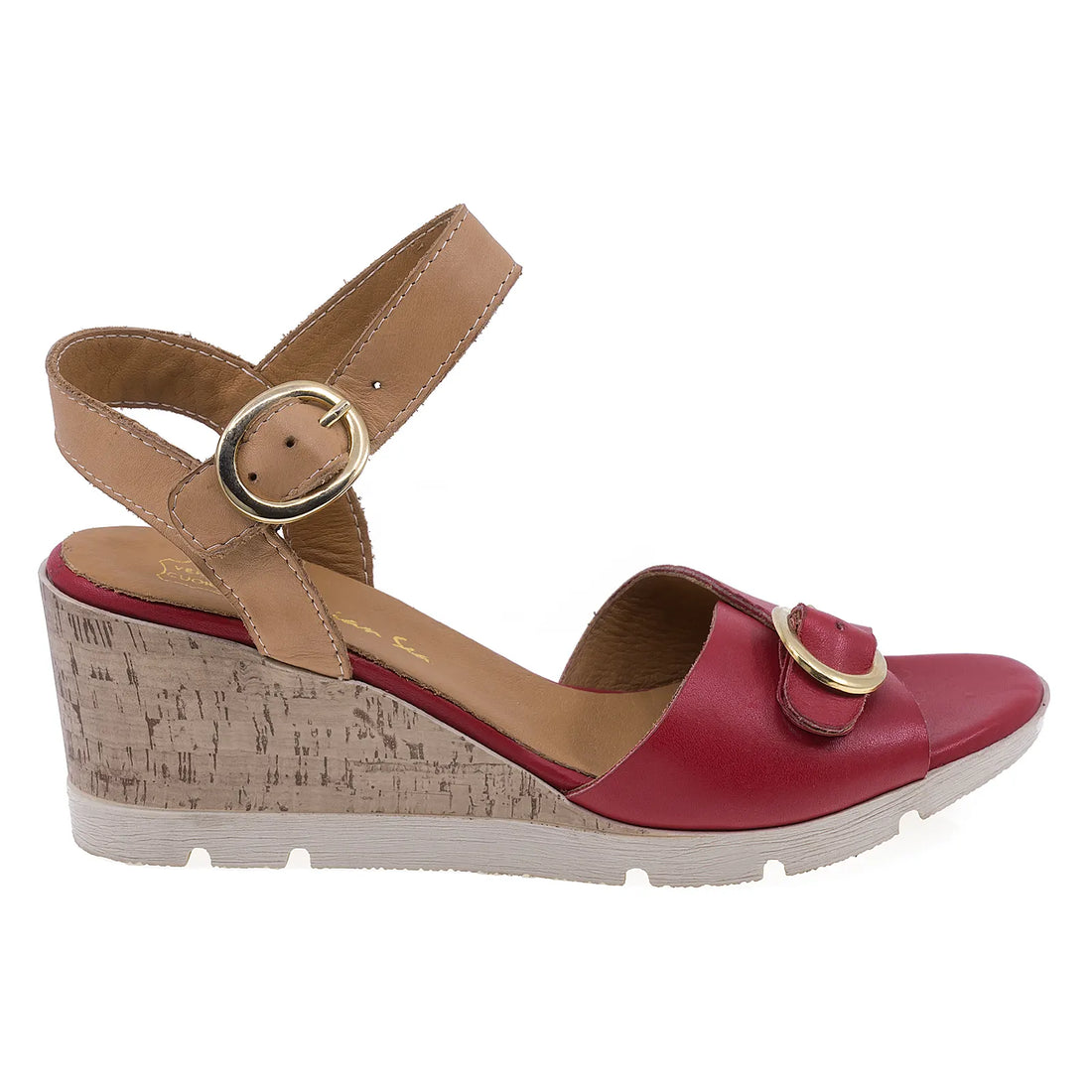 Sandale Dama, Caspian, CAS, Vica, Casual, Piele naturala, Rosu/Coniac