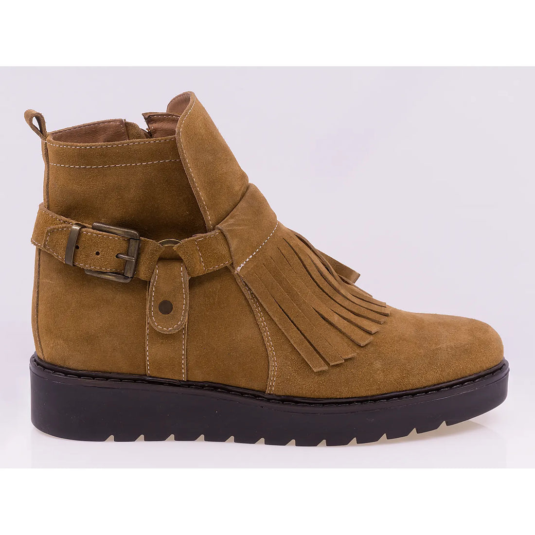 Ghete dama casual piele naturala intoarsa Caspian Berska camel