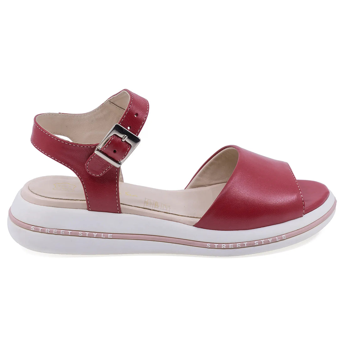 Sandale Dama, Caspian, CAS, Panda, Casual, Piele naturala, Rosu