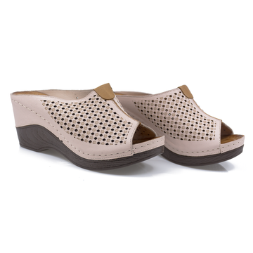 Papuci dama casual piele naturala Anna Viotti 06-10 L9(36) pudra