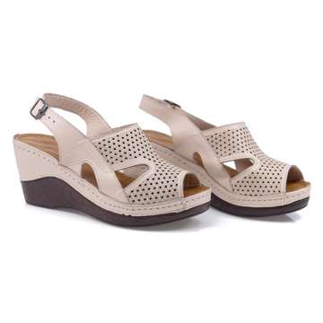 Sandale Dama, Anna Viotti, Ann-06-06 L8(38) Casual, Piele Naturala, Pudra