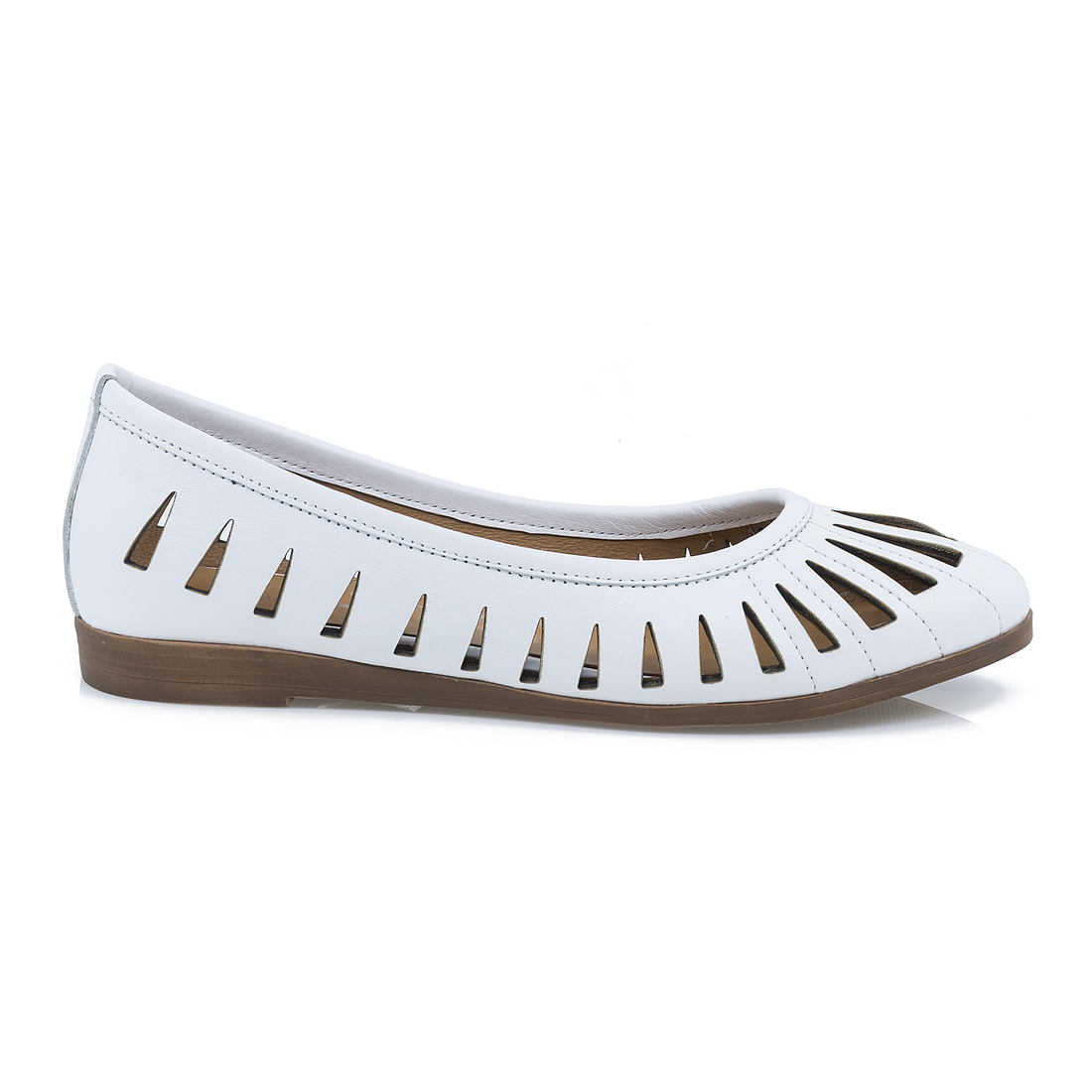 Balerini Dama, Caspian, Cas-108, Casual, Piele Naturala,ALB