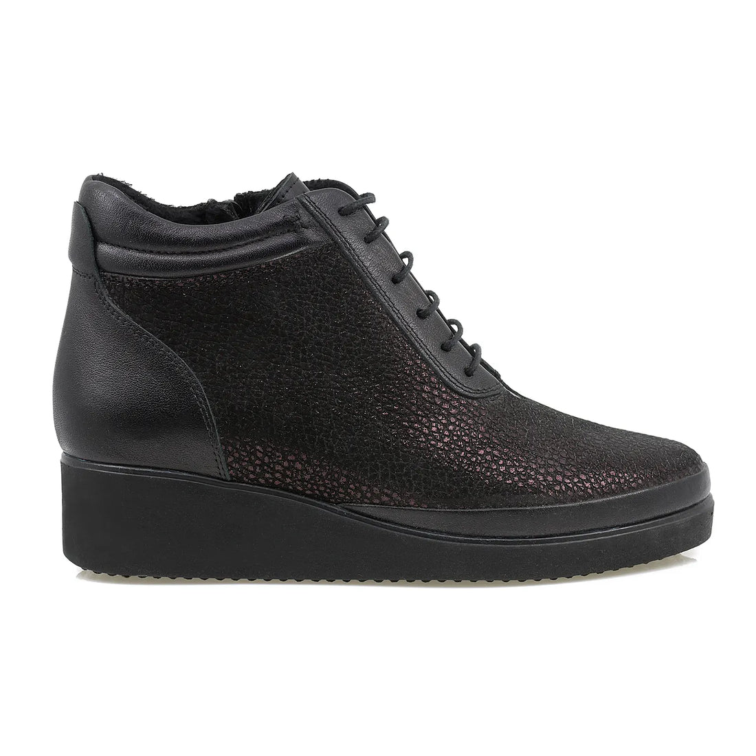 Ghete Dama, Caspian, Cas 5826, Casual, Piele naturala, Negru sclipici