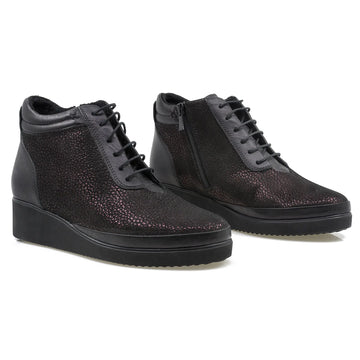 Ghete Dama, Caspian, Cas 5826, Casual, Piele naturala, Negru sclipici