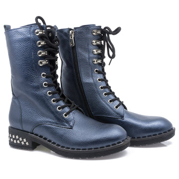 Ghete dama, Caspian, Cas-Dacota, casual, piele naturala, bleumarin