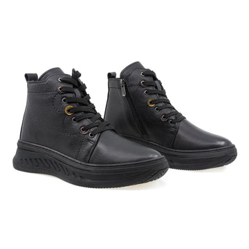 Ghete Dama, Caspian, Cas Tex, Casual, Piele naturala, Negru