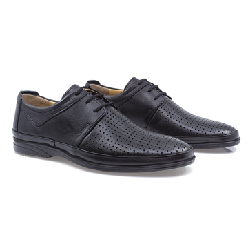 Pantofi barbati, Goretti, 650-7, casual, piele naturala, negru