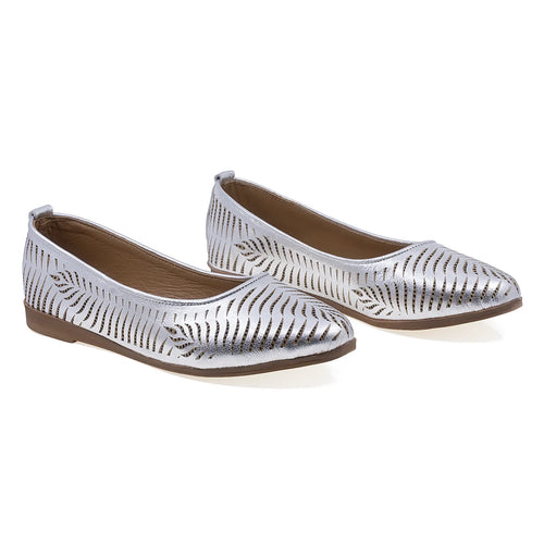 Balerini Dama, Caspian, Cas-114, Casual, Piele Naturala, Argintiu
