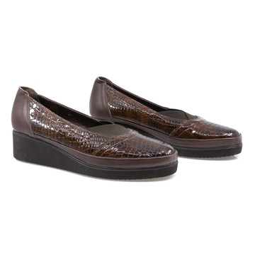 Pantofi dama casual piele naturala lacuita Caspian 118 maro