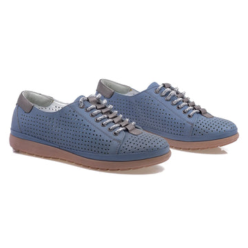 Pantofi dama, Caspian, Cas-1220, Casual, Piele naturala, Albastru