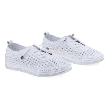 Pantofi dama, Caspian, Cas-1800, Casual, Piele naturala, Alb