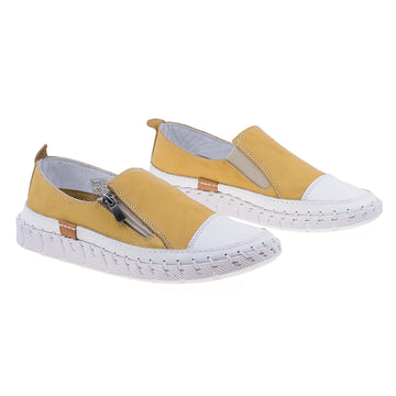 Pantofi dama, Caspian, Cas-24004, Casual, Piele naturala, Galben