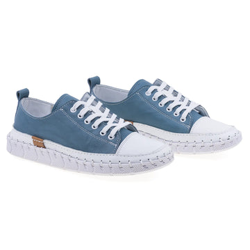 Pantofi dama, Caspian, Cas-24008, Casual, Piele naturala, Albastru