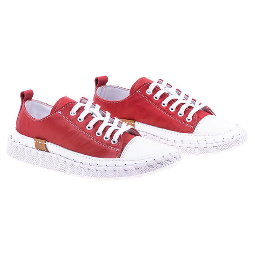 Pantofi dama, Caspian, Cas-24008, Casual, Piele naturala, Rosu