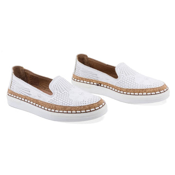 Pantofi Dama, Caspian, Cas-4005-7-201, Casual, Piele Naturala, Alb