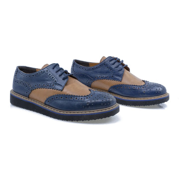 Pantofi dama, Caspian, Cas-lorena, casual, piele naturala, bleumarin/coniac