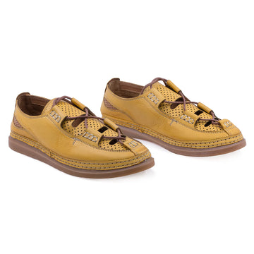 Pantofi Dama, Caspian, CAS-RE26-227, Casual, Piele Naturala, Galben