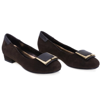 Pantofi Dama, 2452-5, Eleganti, Piele naturala intoarsa, Maro