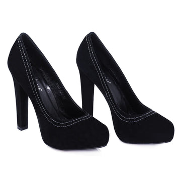Pantofi Dama, 1093, Elegant, Piele intoarsa, Negru