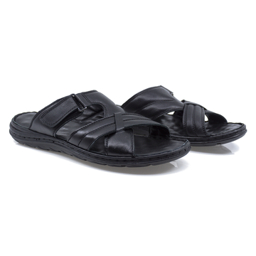 Papuci barbati, Goretti, GOR-B25-42015, casual, piele naturala, negru