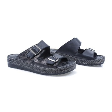 Papuci dama, Caspian, Cas-2022, Piele naturala, Negru