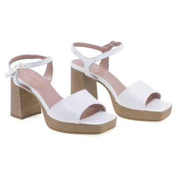 Sandale Dama, 14958, Casual/Elegant, Piele naturala lacuita, Alb