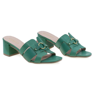 Papuci Dama, 255125, Casual/Elegant, Piele Naturala, Verde
